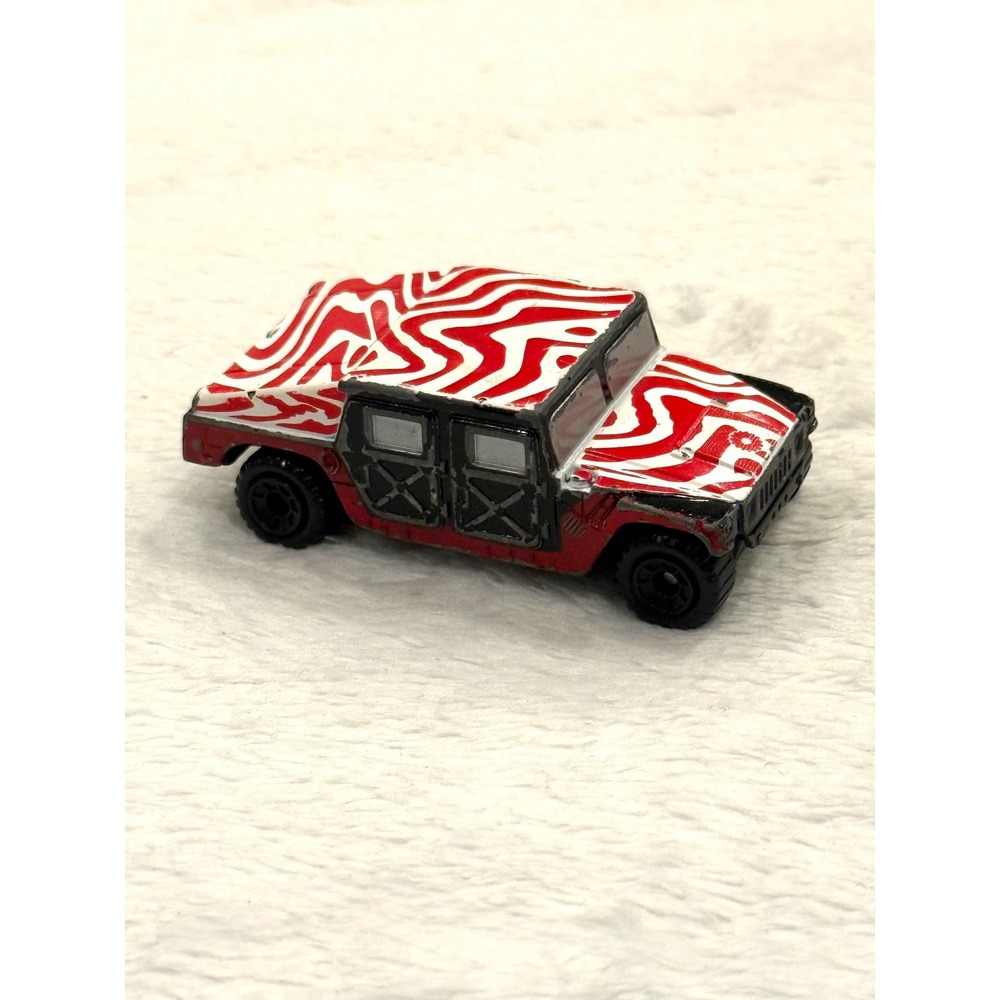 Matchbox Humvee 1998 Red White Zebra Swirl Diecast Car H1 Hummer 1:64 Scale